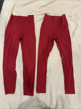 Yogalicious High-Waist Leggings in Deep Red- set of 2